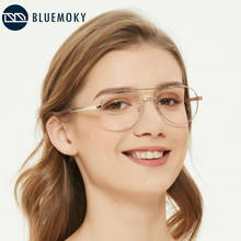 Bluemoky óculos de miopia, armação de óculos anti luz azul, unissex, de metal leve, ponte dupla, óculos de marca de designer para miopia 2024 - compre barato