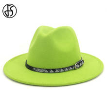 FS Lime-sombreros de fieltro de lana para hombre y mujer, sombrero de ala ancha para caballero, boda, iglesia, Negro, Rojo, rosa, Trilby, Jazz 2024 - compra barato