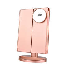 LED Makeup Mirror 22 Light Touch Screen Desktop Makeup 1X/2X/3X/10X Magnifying Mirror Vanity 3 Folding Cosmetics Mirrors 2024 - buy cheap