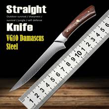 New VG10 Damascus Steel Straight Knife Tactical Utility Knife Outdoor Fixed Blade Hunting Camping Knife Self-Defense EDC Tool 2024 - buy cheap