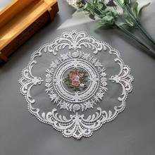 2 PCS White Embroidered Flower Mesh Lace Applique Trims for Covers Curtain Home Textiles Sewing Strip Ribbon Fabric 30*30 cm 2024 - buy cheap