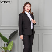 XL-9XL-traje de negocios para mujer, traje de 2 piezas de manga larga profesional, chaqueta negra, pantalones informales de alta calidad, talla Extra grande 2024 - compra barato