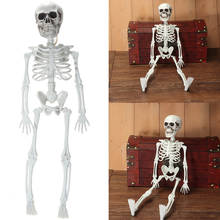 Decoração de esqueleto humano articulado de plástico, halloween, festa, assustador, unhas articuladas, osso de 40cm de altura para decoração de festival, presente 2024 - compre barato