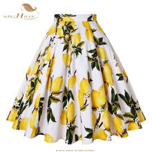SISHION-Falda acampanada de algodón para mujer, falda Retro Vintage con estampado Floral, color blanco y negro, talla grande, VD0020 2024 - compra barato