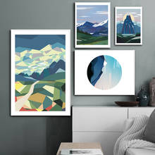Pintura nórdica en lienzo para decoración del hogar, carteles e impresiones de montaña, arte de pared alpino abstracto multicolor, imagen moderna 2024 - compra barato