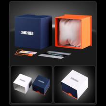 Skmei-Conjunto de cajas cuadradas para hombre y mujer, caja de lata para embalaje de relojes, caja de regalo de cartón azul, caja informal de lujo a la moda 2024 - compra barato