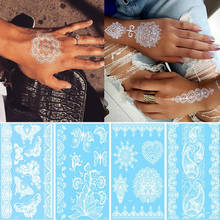 Henna Mehndi Lace Tattoo Sticker White Lace Necklace Flower Left Temporary Tattoo Sticker Body Art Paint Waterproof For Wedding 2024 - buy cheap