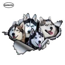 HotMeiNi-pegatinas de Huskies para coche, calcomanía de Metal rasgada, reflectantes, impermeables, 3D, estilo de coche, calcomanías para perros y mascotas, 13cm x 8,9 cm 2024 - compra barato