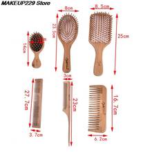 Pente de madeira 1pc profissional saudável paddle almofada perda de cabelo massagem escova de cabelo pente couro cabeludo cuidados com o cabelo pente de bambu saudável 2024 - compre barato