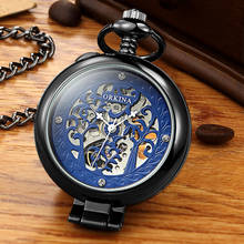 Часы мужские/женские механические карманные старинные, резные изысканные стальные часы Hllow в стиле стимпанк, с цепочкой-Брелком 2024 - купить недорого