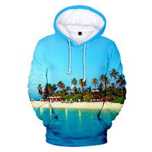 Sudadera con capucha de árbol para hombre y mujer, suéter con capucha, vista al mar, hermoso árbol de coco, Tops de otoño 23 2024 - compra barato