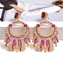 Wholesale Hang Colorful Crystals Dangling Drop Earrings Fine Rhinestone Pendientes Jewelry Accessories For Women Christmas Gift 2024 - buy cheap
