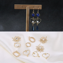 DIY earring material pearl accessories alloy pearl diamond series pendant snowflake Round Square Earrings Pendant 2024 - buy cheap
