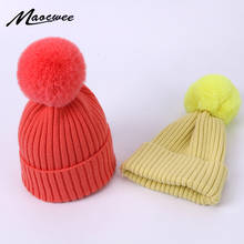 Winter Warm Children Cap Beanies Girls Caps PomPon Knitted Skullies Hats Pure Colour Kids Hat Autumn Candy colors Outdoor 2024 - buy cheap