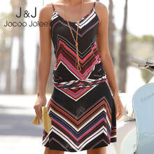 Jocoo Jolee, богемное свободное платье без рукавов на бретелях, летнее пляжное платье с геометрическим рисунком, повседневное мини платье, сарафан с принтом 2024 - купить недорого