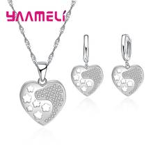 Trendy 925 Sterling Silver Heart Shape CZ Zircon Statement Necklace Earrings Jewelry Sets For Women Wedding Engagement 2024 - buy cheap