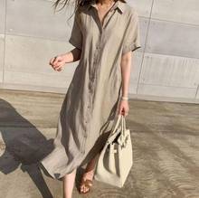 2021 White New Summer Dress Shirt Evening Female Vintage Party Oversize Short Sleeve Beach Women Dresses Long Robe Vestido 2024 - buy cheap