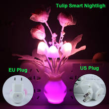 Tulipa luz da noite de controle luz inteligente indução led sensor lâmpada nightlight ue/eua plug quarto bebê foyer flor decoração casa presente 2024 - compre barato