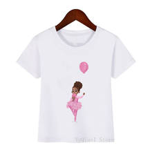 pink Little black girl eating ice cream print t shirt girl Melanin Poppin Ballet dance shirt kid kawaii clothes white t-shirt 2024 - buy cheap