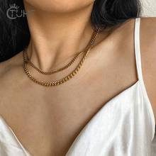 Basic Punk Stainless Steel Necklace For Women Men's Curb Cuban Link Chain Chokers Vintage Gold Silver Color Solid Metal 3/6/8mm 2024 - buy cheap