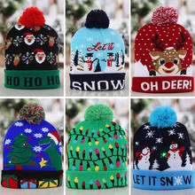 LED Christmas Hat Sweater Knitted Beanie Christmas Light Up Knitted Hat Christmas Gift for Kids Xmas 2021 New Year Decorations 2024 - buy cheap