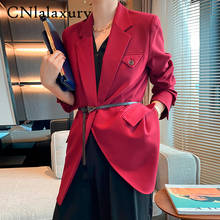 Новый осенний блейзер в стиле ретро, женский элегантный офисный Блейзер, модный винтажный костюм, женские свободные куртки, повседневная верхняя одежда, топы 2024 - купить недорого