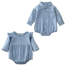Newborn Baby Boy Girl Denim Long Sleeve Romper Playsuit Outfit Set  Clothes 0-24m 2024 - buy cheap