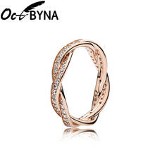 Octbyna Fashion Couple Ring Rose Gold Twist Classical Cubic Zirconia Wedding Engagement Brand Ring For Woman Gift 2024 - buy cheap