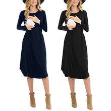 Women Maternity Long Sleeve Solid Nursing Sleepwear Dress For Breastfeeding winter Nursing Dress Pregnant Nursing Maternity tops 2024 - buy cheap