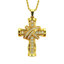 Men's domineering crystal three-dimensional cross pendant necklace hip hop jewelry pendant 26 style for your choice 2024 - buy cheap
