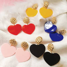 Ztech Exaggerated Big Brand Earring Vintage Metal Acrylic Love Earrings Girl Heart Earrings For Women Christmas Jewelry 2024 - buy cheap