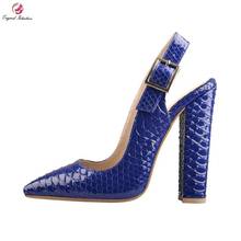 Women Sexy Casual Party  Sandals PU Synthetic Microfiber  Buckle Strap Square heels blue Fish scales Pointed Toe Size 35-45 2024 - buy cheap