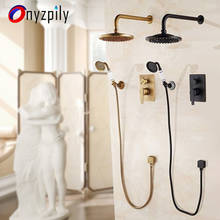 Onyzpily Antique Brass Bathroom Shower Faucet Orb 8' Rainfall Shower Head Concealed Wall Hanging Blue And White Porcelain Hand 2024 - buy cheap