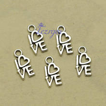 50pcs/lot--7x14mm, Antique silver plated love charms,DIY supplies, Jewelry accessories 2024 - buy cheap