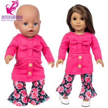 Roupas de bonecas reborn, suéter rosa com calças 15 tamanhos americano, boneca de menina, bota com corte calça, presente de aniversário para bebês 2024 - compre barato