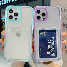 Card Bag Transparent Phone Case For iPhone 12 11 13 Pro Max X XR XS Max 7 8 Plus 13 11 Shockproof Bumper Clear Soft Back Cover 2024 - купить недорого