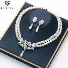 CC-conjunto de joyas de moda para mujer, collar, pendientes, 2 uds., perlas de imitación, accesorios de boda de lujo para mujer, regalo de fiesta, D009 2024 - compra barato
