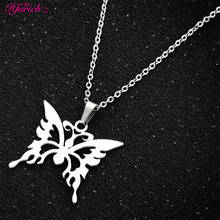 Hfarich Butterfly Pendant Necklace Stainless Steel Goth Fashion Jewelry Men Women Necklace Punk Commemorate Accessories 2024 - buy cheap