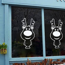 Cute Big Nose Reindeer Wall Stickers Vinyl Christmas Stickers Home Decoration For Glass Window Sticker Removable Wallpaper CN472 2024 - buy cheap