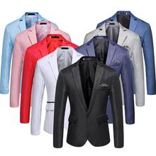 Blazer masculino slim fit, estilo casual, cor sólida, casamento, festa, terno, primavera/outono 2019 2024 - compre barato