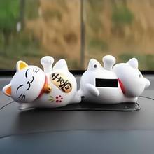 Solar Energy Beckoning Waving Lucky Cat Fortune Car Home Decoration Ornament 2024 - buy cheap