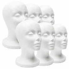 Feminino styrofoam manequim peruca óculos chapéu expositor popular espuma cabeça modelo suportes de armazenamento peruca branca stands venda quente 2024 - compre barato