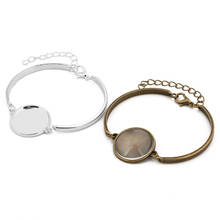 2pcs/lot Silver Color Bracelet Bangle Base 20mm Round Glass Cabochon Metal Bracelet Setting Bezel Tray Diy Supplies For Jewelry 2024 - buy cheap