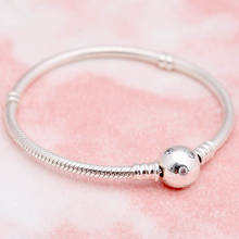 Original Ball Circular With Crystal Clasp Snake Chain Bracelet Fit 925 Sterling Silver Bead Charm Bangle DIY Europe Jewelry 2024 - buy cheap