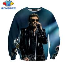 SONSPEE 3D Print Men Women Causal Streetwear O Neck Long Sleeve Johnny Hallyday Sweatshirts Fashion Pullover Tops Hoodie 2024 - buy cheap