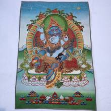 36" Tibet Tibetan Embroidered  Cloth Silk Buddhism Green Jambhala Wealth God Thangka Mural Buddha Home Decor 2024 - buy cheap