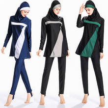 Women Long Sleeve Muslim Conservative Swimwear Islamic Swimsuit Swim Surf Wear Burkinis Traditional Hijab three-piece swimsuit 2024 - buy cheap