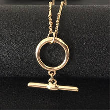 2020 New Fashion Pink Simple Gold Color Chain with Linked O-T Long Pendant Necklace Jewelry Christmas Gifts Bijoux Femme 2024 - buy cheap