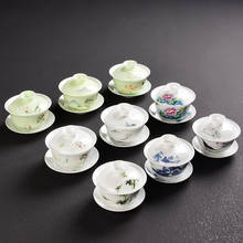 Kungfu-taza de té grande de porcelana azul y blanca, cuenco de té de porcelana blanca, Sancai Gaiwan, accesorios de cerámica para juego de té 2024 - compra barato