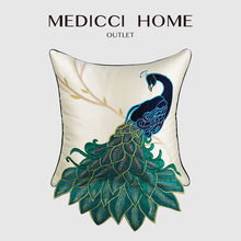 Medicci Home Art Cushion Cover Chinese Style Embroidered Gorgeous Peacock Vivid Design Bird Decorative Throw Pillow Case 45x45cm 2024 - buy cheap